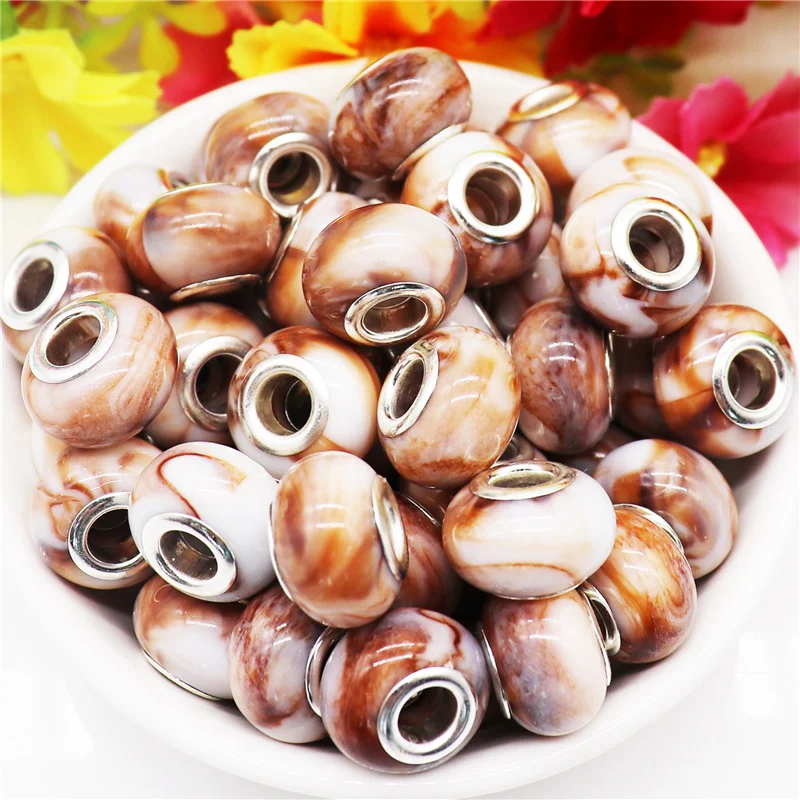 

10Pcs Handmade Brown Cloud Assortment Color Resin European Bracelet Spacer Beads for Jewelry Making Adults Bulk Lot Wholesale