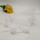 100 шт. белые мешки из органзы, мешки для хранения ювелирных изделий, упаковочные мешки для делового, свадебного, рождественского подарка, мешочек на шнурке, 13 размеров