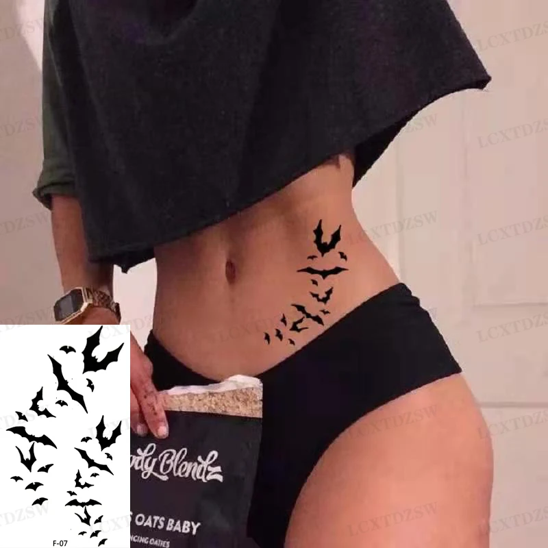 Temporary Waterproof Tattoo Stickers For Men And Women, Black Smile Pattern, Fake Tattoo, Pistol Rose Tattoo, Lightning Tattoo