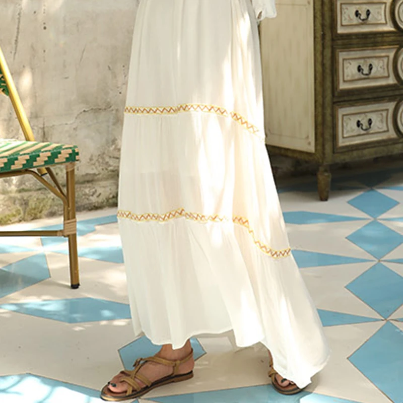 

2020 summer new women's dress Korean version dress retro embroidery long style dress Bohemia tourism holiday beach dress