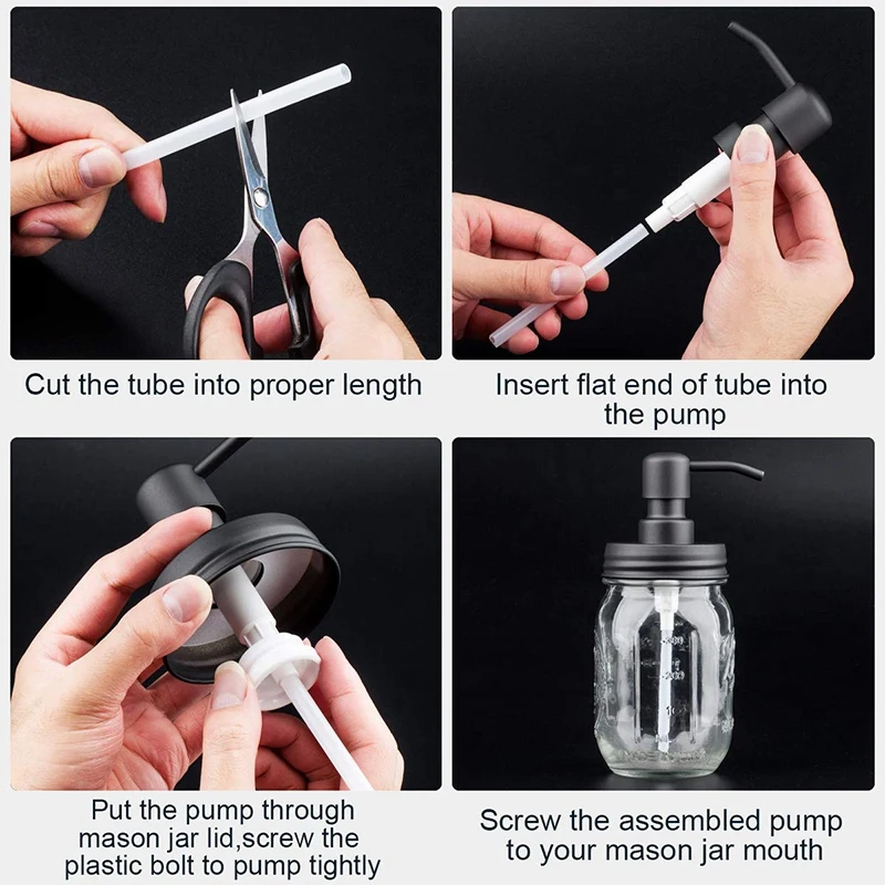 Mason Jar диспенсер для мыла крышки коррозионная нержавеющая сталь 304 с черным