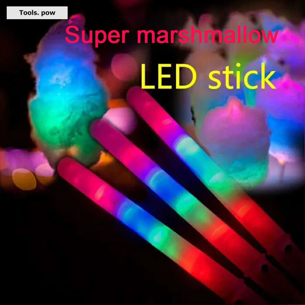 

4Pcs/Pack Colorful Luminous Marshmallow Cone Stick Cotton Candy Light Cones Party Favors Halloween Christmas Glowing Lamps Fun