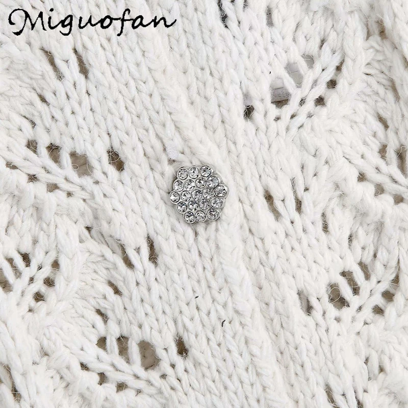 

Miguofan ZA Knitted Cardigans Sweater Women Hollow Out Soft Jersey Mujer Elegant Ladies Sweaters Y2K Female Chic 2021 Spring New