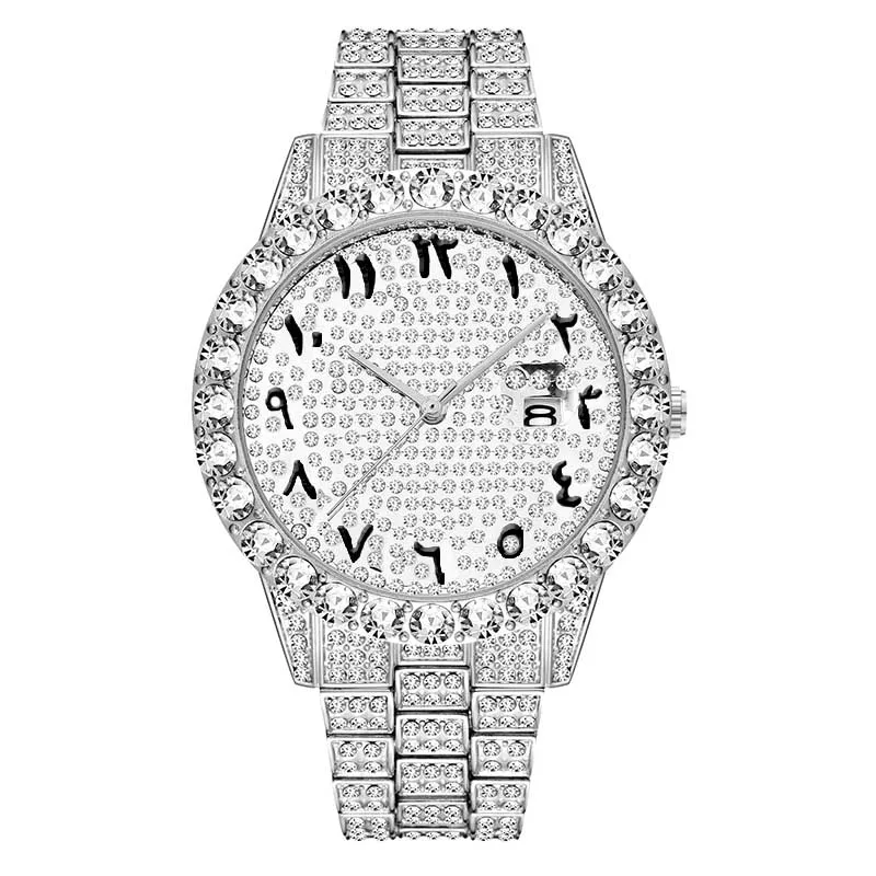 2643A-5 MissFox арабские цифры мужские s часы лучший бренд класса люкс rolexable_часы мужские 18 К золото большой алмаз Xfcs классические мужские часы со льдом - Цвет: 2643A-5