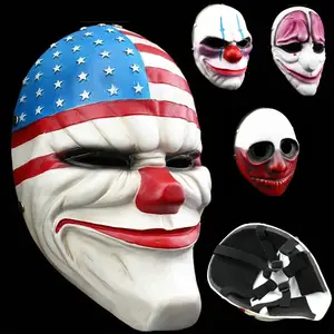 Horror Clown Gamer Verkleidung Kostüm Halloween Fasching Payday 2 Maske Clover