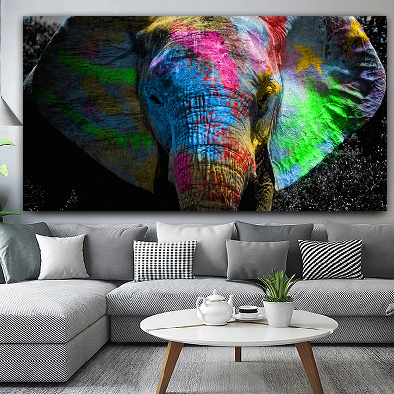 

Colorful Elephant Painting Animal Poster Oil Painting On Canvas Wall Art Room Decoration Picture For Hoom NO FRAME