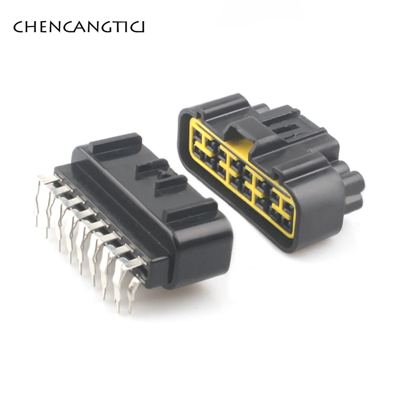 

1 Set 16 Pin Automobile Waterproof Female Connector Plug PCB Soldering Wire Male Bent Pin Socket With Terminals