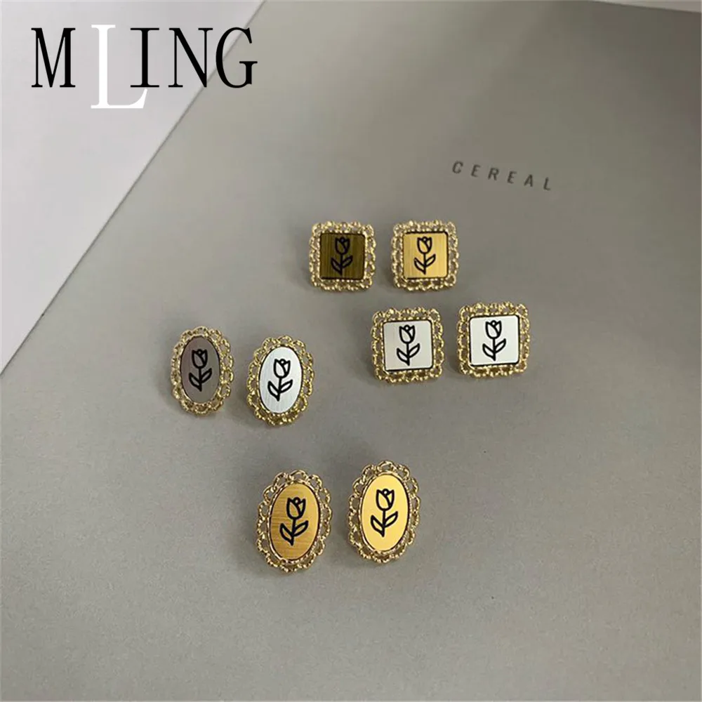 Винтажные полые геометрические серьги гвоздики MLING из золотого сплава модные