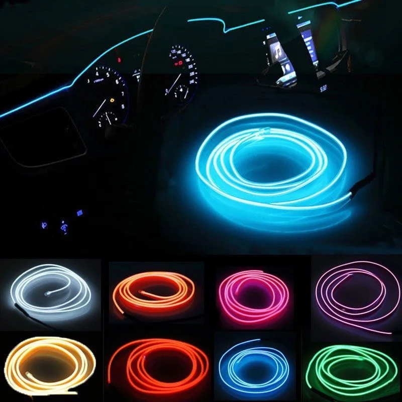 

1M/3M/5M/8M Car Interior Led Decorative Lamp EL Wiring Neon Strip For Auto DIY Flexible Ambient Light USB Party Atmosphere Diode