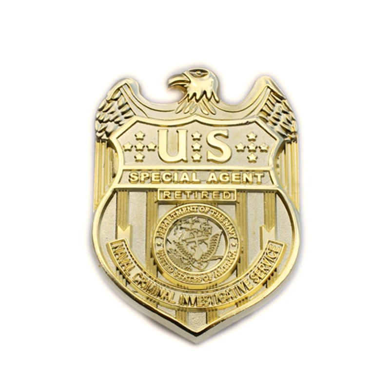 

NCIS Badge Special Agents Naval Criminal Investigative Service Movie Full Metal Golden Replica Waist Badge Brooch Pin Cosplay