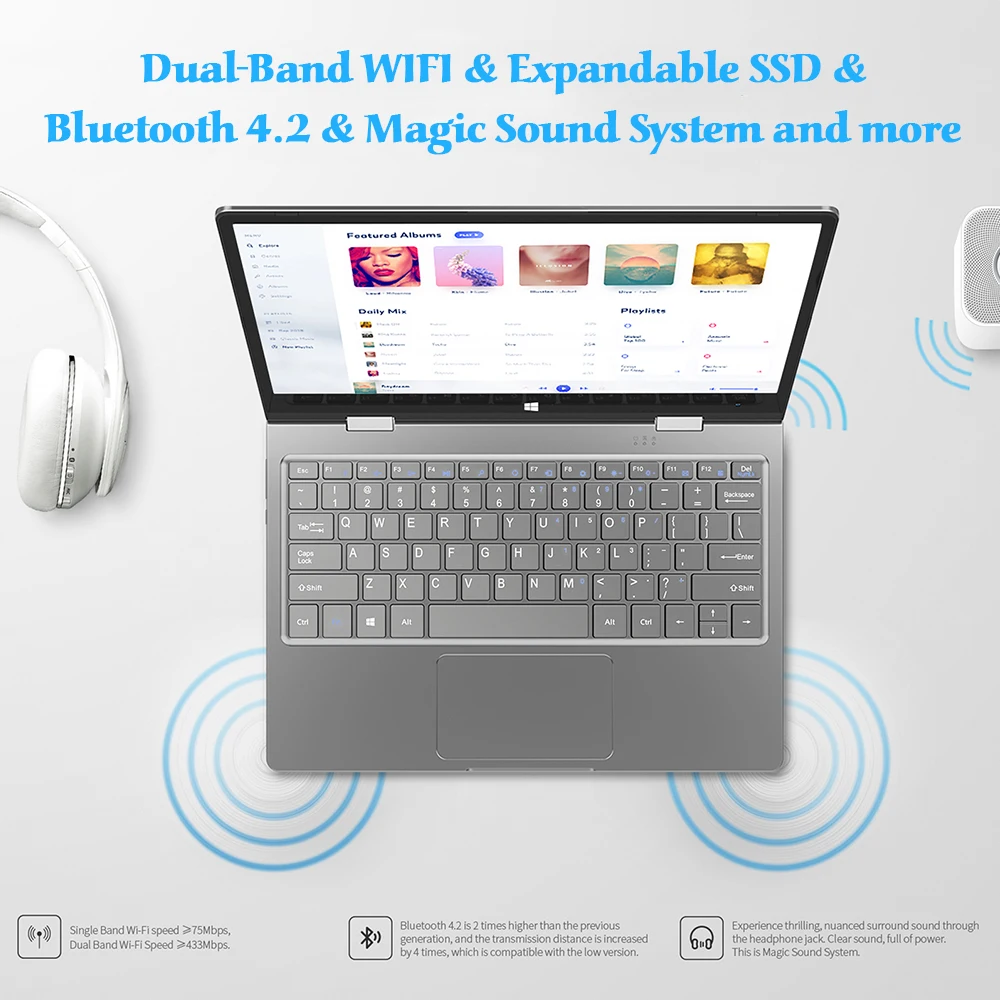 BMAX 360 ° ноутбук 11,6 дюймов Y11 ноутбук Windows 10 8 ГБ ОЗУ 256 ГБ M.2 SATA 2280 SSD 1920*1080 ips Двойная Wifi камера Bluetooth 4,2