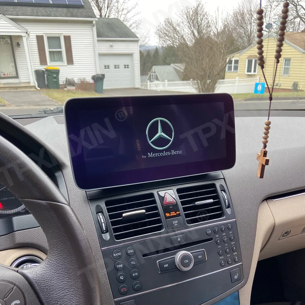 저렴한 차량용 GPS 내비게이션 멀티미디어 플레이어 안드로이드 8G + 12.5G 4G LTE, 128 인치, 메르세데스 벤츠 C 클래스 W204 2007-2010 무선 카플레이