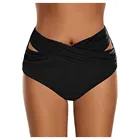 Женский купальник бикини с высокой талией, черный купальник с рюшами, шорты, брюки, большие размеры, 2021