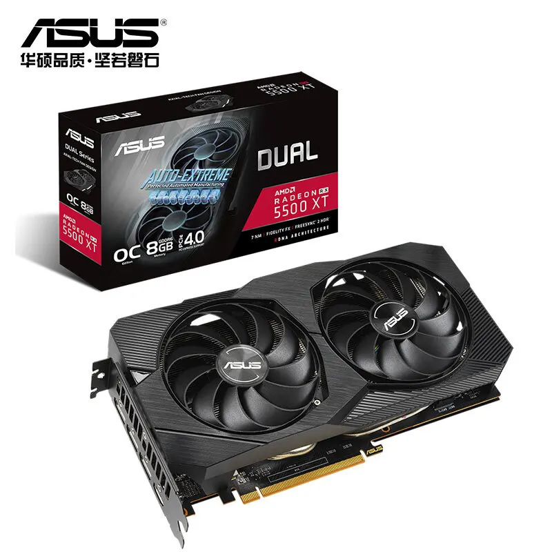 Asus DUAL - RX5500XT O8G EVO GDDR5 GPU графическая карта игровая компьютерная графика для