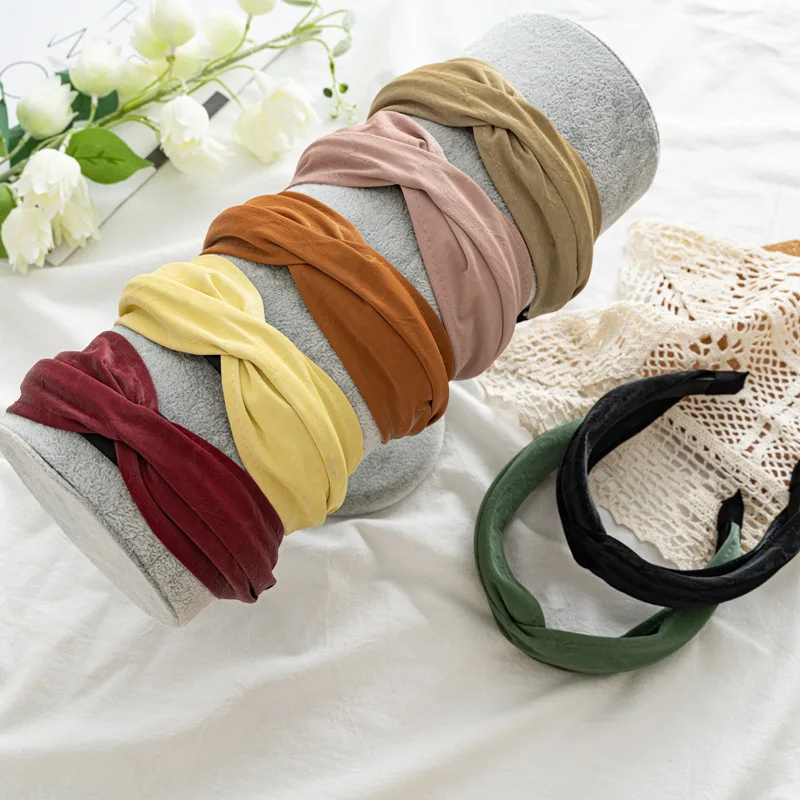 

Solid Color Cross Knot Headband For Women New Wide Side Hair Bands Hoop Hair Accessories Classic Turban Hairbands Headwear