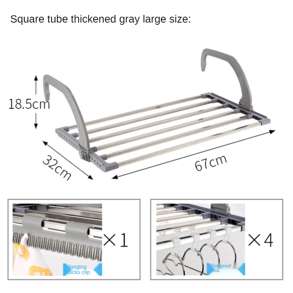 

B-LIFE Foldable Laundry Towel Drying Rack Stainless Steel Retractable Clothes Hanging Racks with Clips Clothes Storage Rack