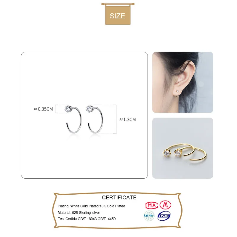 Женские серьги гвоздики из серебра 100% пробы с золотистым/серебристым