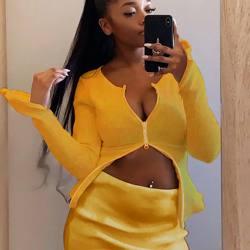 Зимние комплекты из 2 предметов женские сексуальные вечерние костюмы с юбкой на