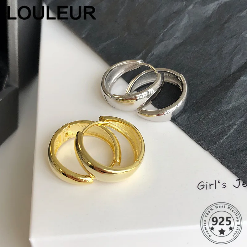 

LouLeur Daily 925 Sterling Silver Earrings Golden Glossy Silver Earrings For Women 2020 Trend Jewelry Silver 925 Fashion Jewelry