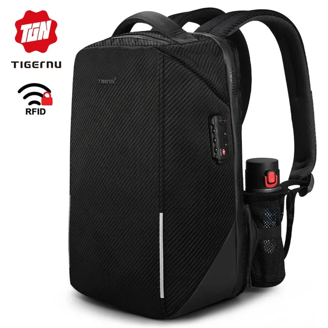 Black Tigernu RFID 15.6 дюймовый ноутбук Рюкзак TSA Lock Анти Вор брызгозащищенный Бизнес Мужчины Рюкзаки Сумка для Мужчин Подростков рюкзак Человек - Цвет: Black
