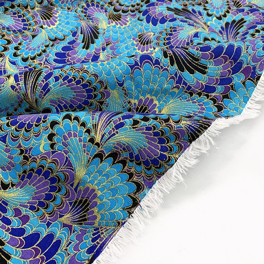 Японская ткань из 100% хлопка с принтом павлиньих перьев для шитья в стиле пэчворк