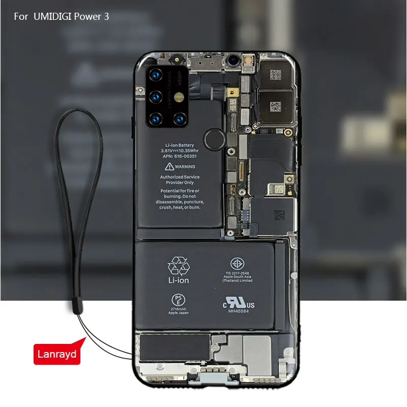 Чехол для UMIDIGI POWER 3 довольно интересный с изображением батареи силиконовый