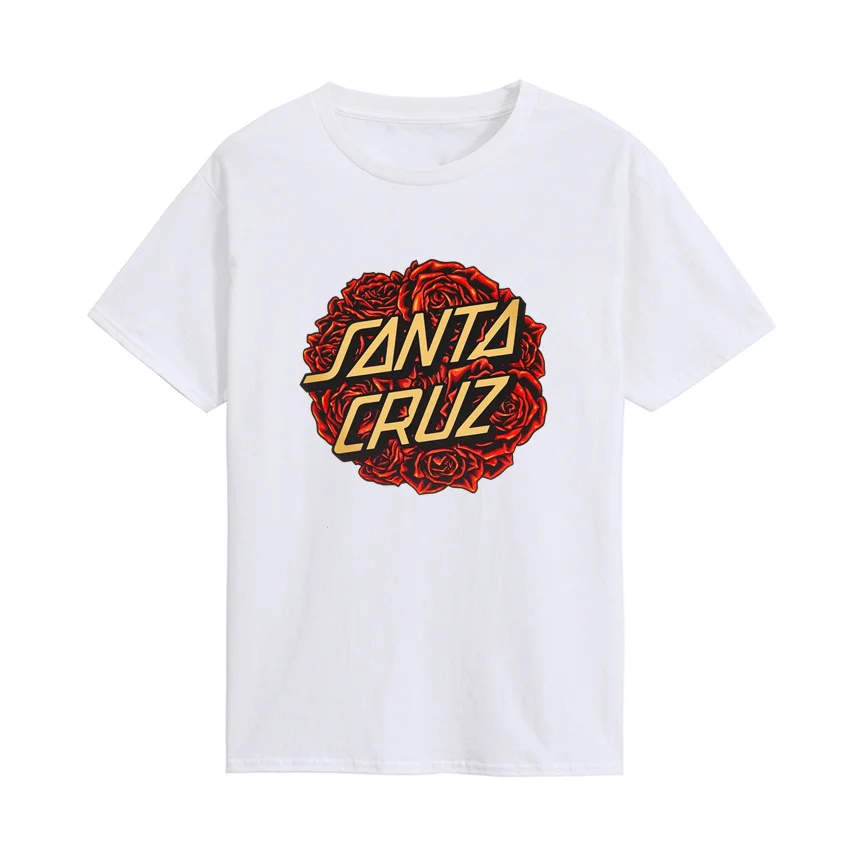 

New Santa Rose Flower Graphic T Shirt Short Sleeve Casual Summer Cotton O-Neck Tee T-Shirts Loose Comfortable Clothes