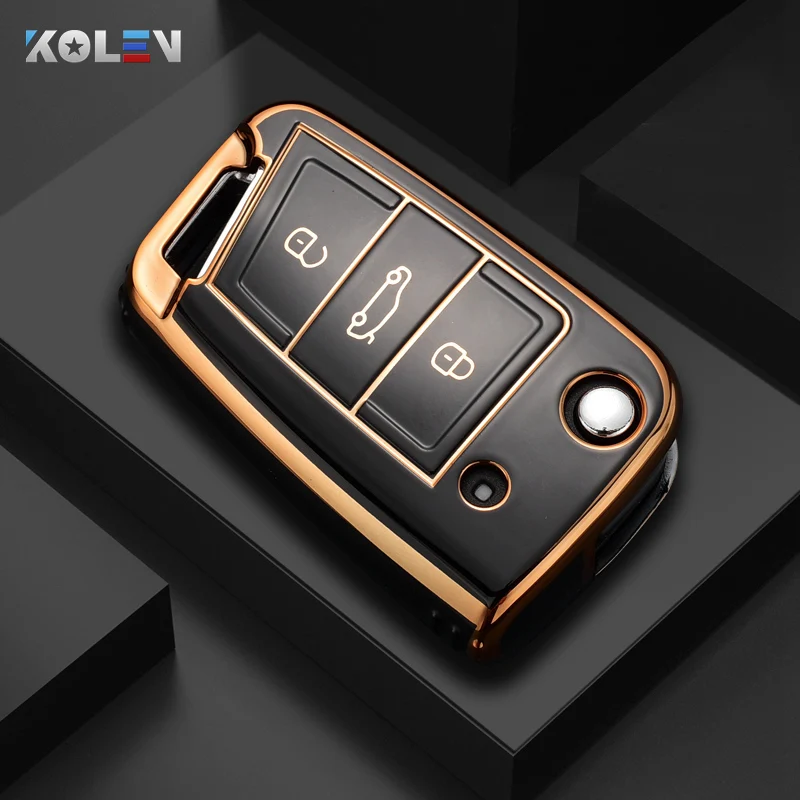 

Модный чехол-книжка из ТПУ для автомобильного ключа для VW Volkswagen Golf 7 MK7 Tiguan MK2 для Seat Ateca Leon FR 2 Ibiza Skoda Octavia