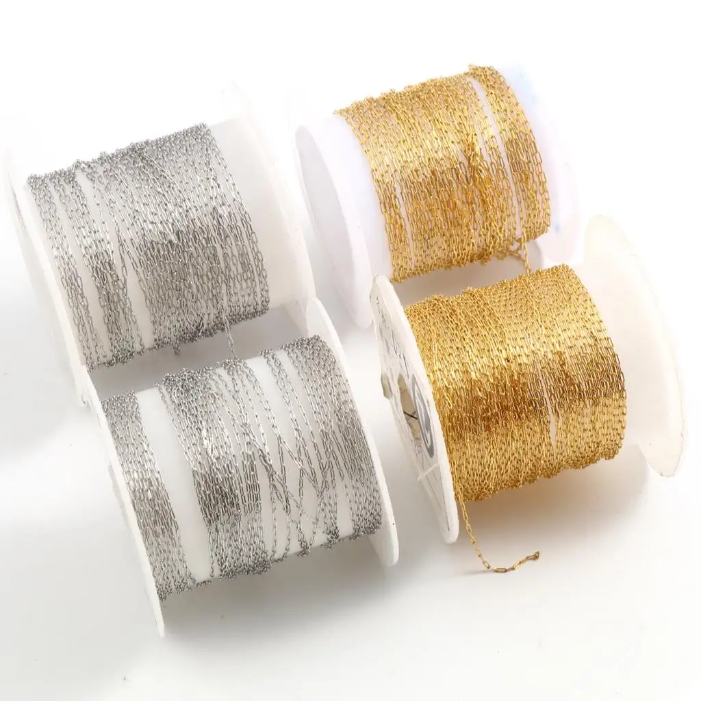 

5 Meters Stainless Steel Link Cable Chain Oval Multicolor Thin Chain Crafts Bracelet Anklet Components for DIY Jewelry Making