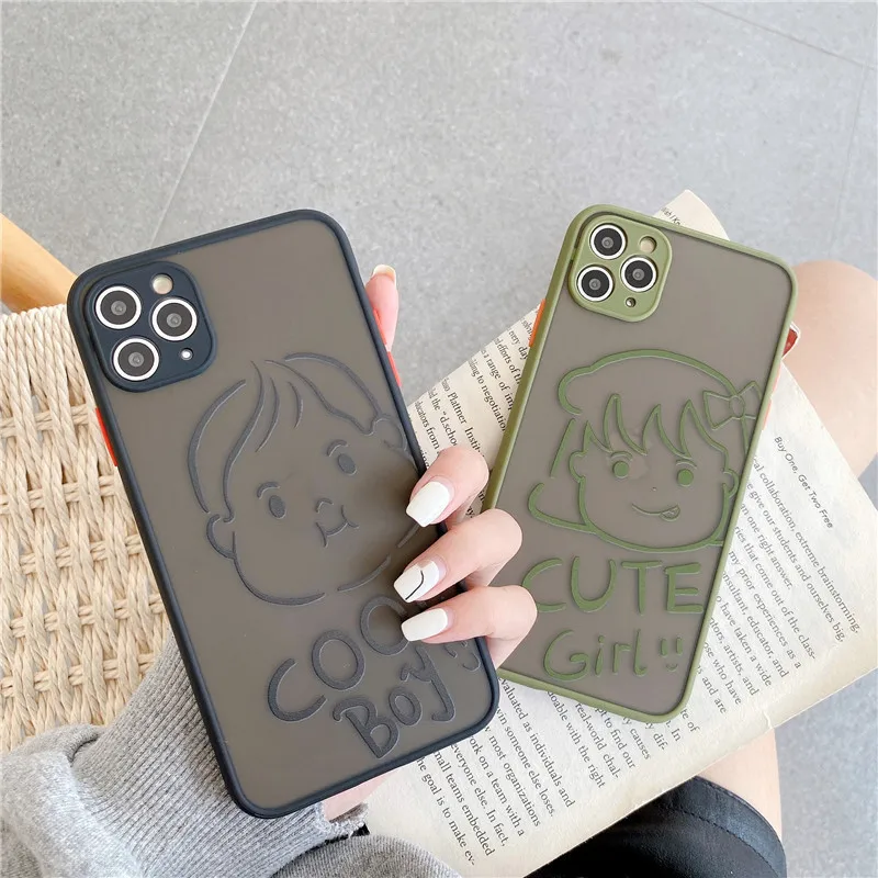 

Cute Girls Soft Cases For ip X XR XS Max Capa Cool Boy Phone Case For ip 11 Pro Max 7 8 plus Couple Matte Back Cover