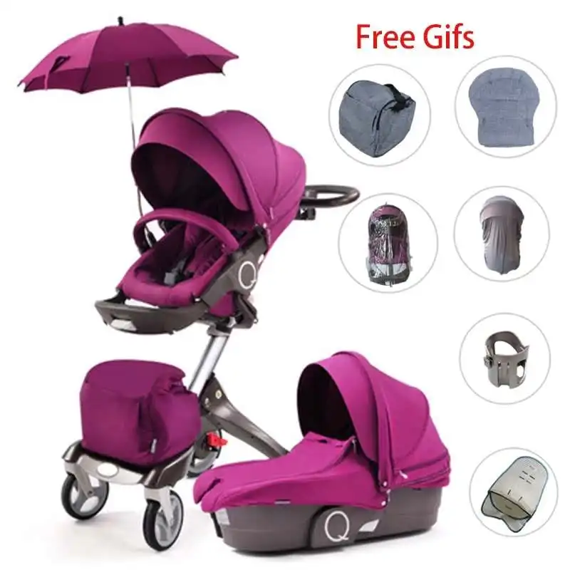 

DSLAND Baby stroller 3 in 1luxury high land scape sitting pram buggy bassinet for newborn baby carriage baby car Baby walkers