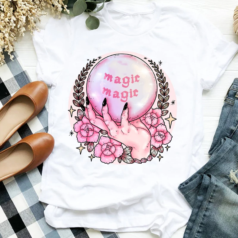 Женская футболка с цветочным принтом ведьмы 90s на Хеллоуин День благодарения