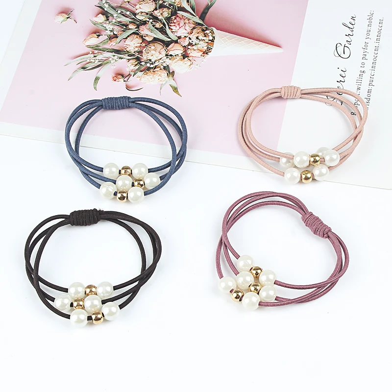 Милые эластичные резинки для волос с жемчужинами девочек в стиле принцессы