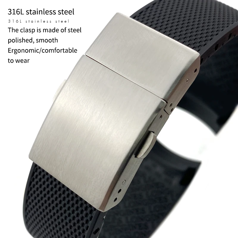 19mm 20mm 21mm Rubber Silicone Watch Strap Waterproof Watchband for Longines master Conquest HydroConquest L3 Black Accessories