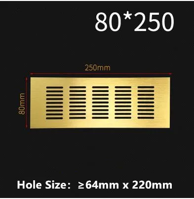 80MM X 250MM Алюминиевый сплав прямоугольная вентиляционная решетка вентиляционная крышка шкаф для обуви шкаф сетка отверстие жалюзи вентиляционное отверстие домашний декор крышка - Цвет: 80MM X 250MM