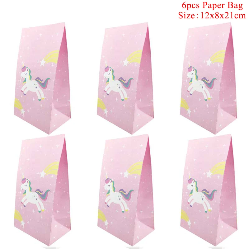 6pcs Paper Bags 03 Радуга Единорог обертки для кексов торт Топпер Единорог День Рождения украшения для торта для вечеринки детский душ Единорог вечерние принадлежности - Цвет: 6pcs Paper Bags 03
