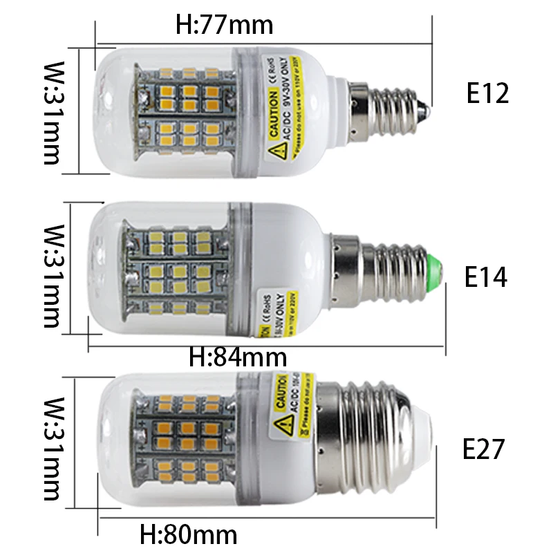 E27 b22 E12 e14 Светодиодная лампа Ac Dc 12v 24 v кукурузная лампа 4W smd 2835 48 светодиодов 12 24 вольт низковольтный безопасный энергосберегающий домашнее освещение