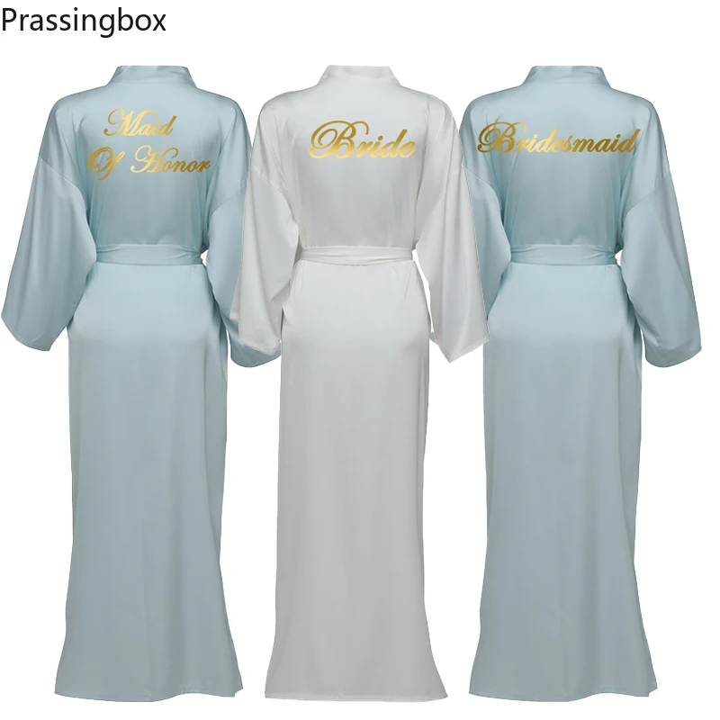 

Silk Satin Long Lace Robes Long Sleeve Light Blue Custom Bridesmaid Robes Bride Robe Women Long Wedding Bathrobe and Homewear