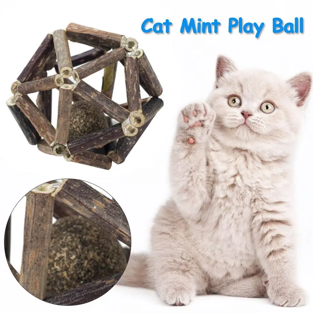 Новинка 2019 2 шт мячи для кошек ручной работы тканые деревянные игрушки в виде