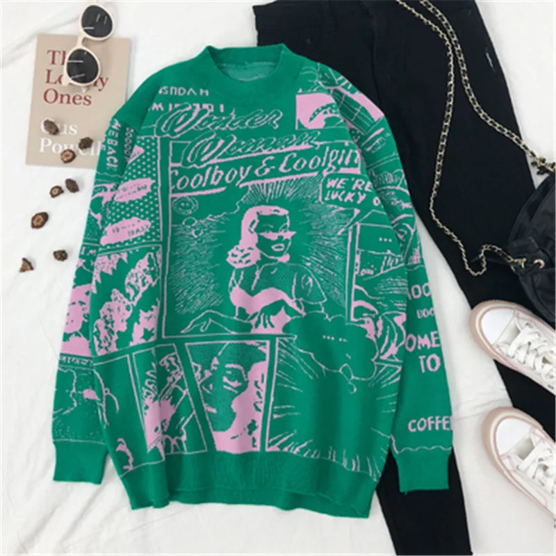 Женский трикотажный пуловер с круглым вырезом и длинным рукавом | Женская одежда