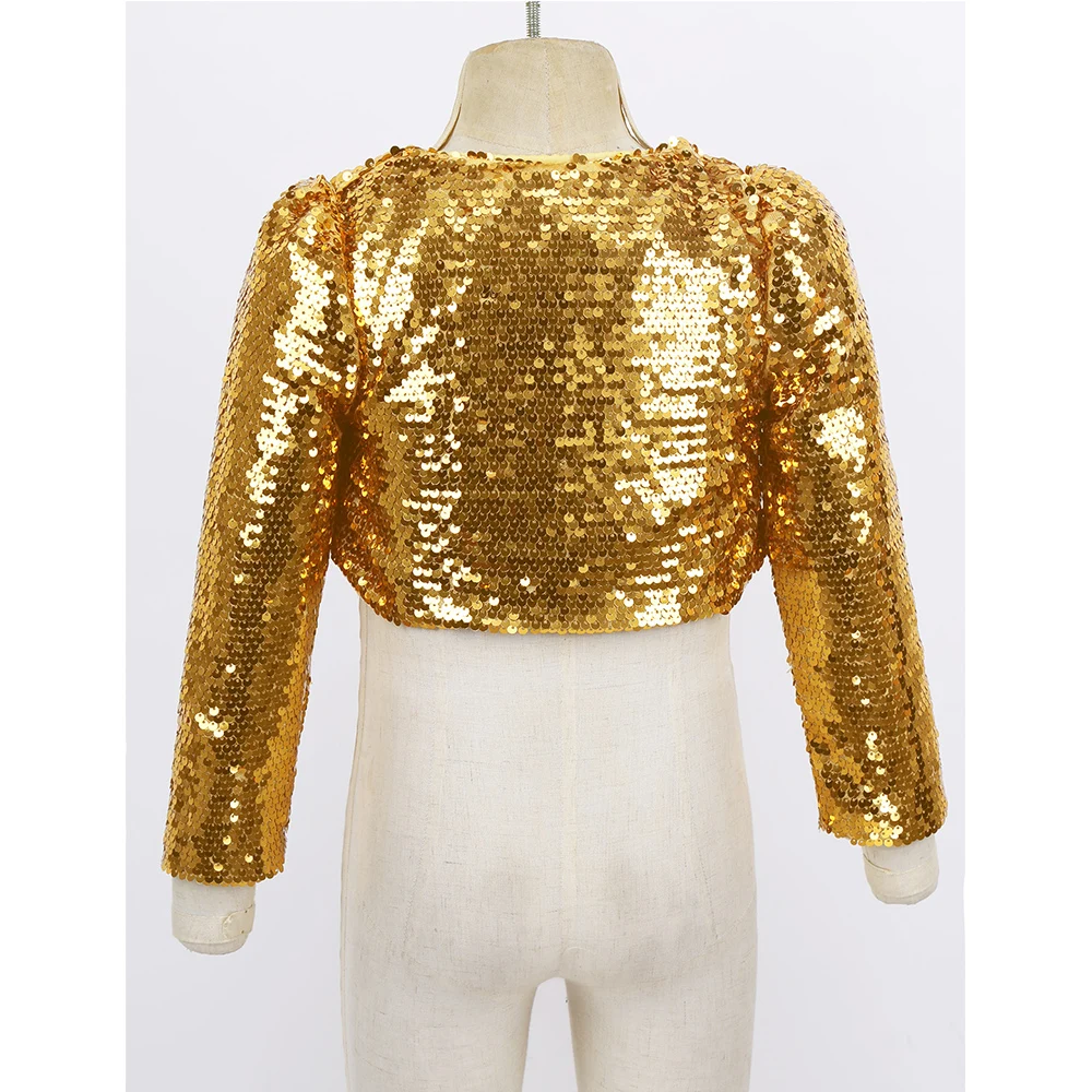 ChicTry/детский блейзер с блестками и длинными рукавами для девочек Болеро бальный