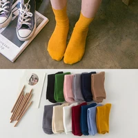 womens long socks calf length knee length socks college style bright colors solid color socks pure cotton