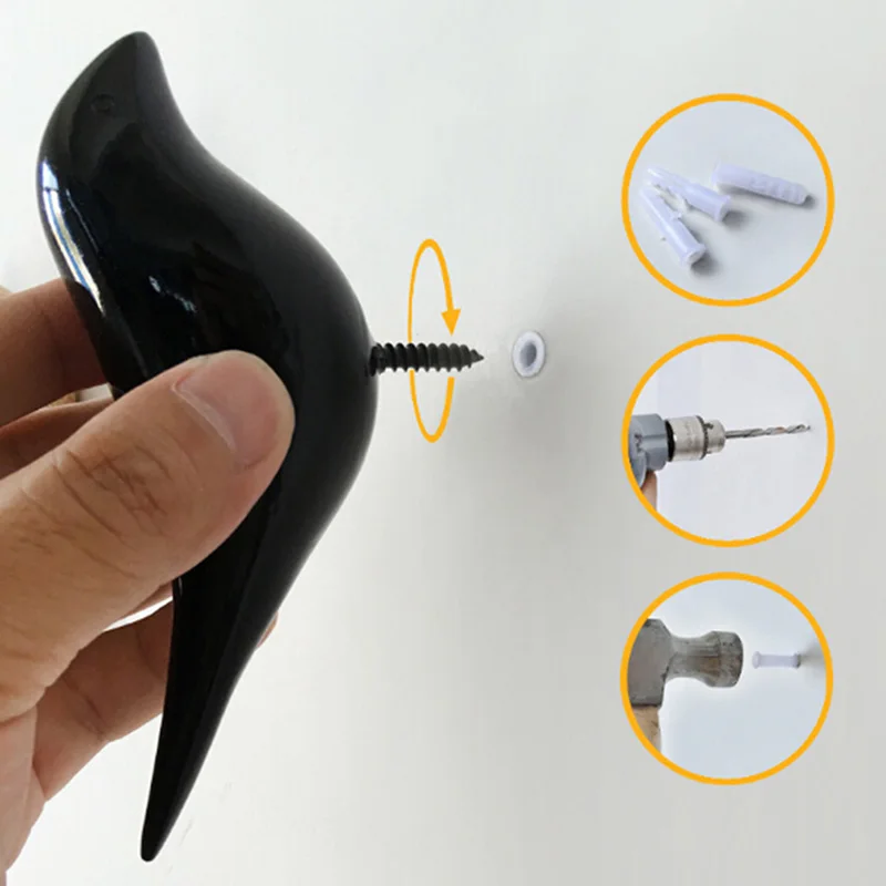 Креативные настенные крючки в форме птицы деревянный стеллаж для хранения зерна