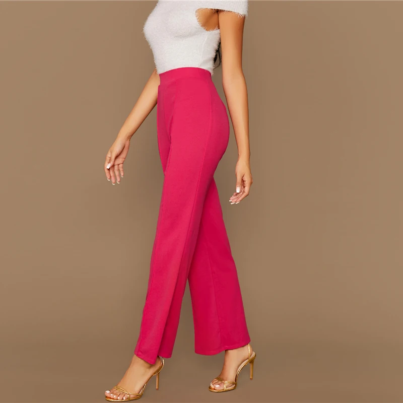 SHEIN Однотонные Широкие Прямые Брюки Офисные Стильные Брюки