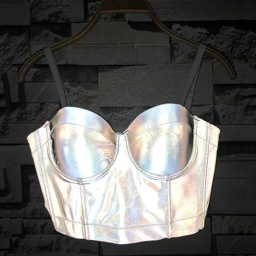 Светящиеся флуоресцентные топы вечерние Клубные сексуальные с открытой спиной