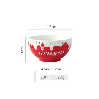 Bowl Ins Горячая тиснение крем миска в форме клубники Cearmic чашки тарелка милые столовые приборы салатник овса чашка для еды кофе кружка молоко чашка лапша чаша - Цвет: Bowl