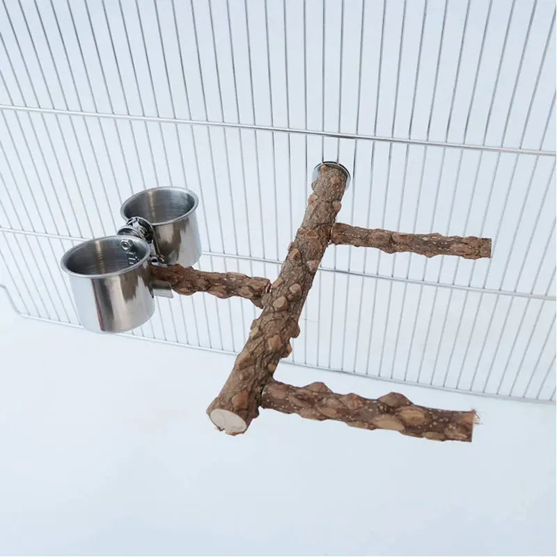 

2Pcs/Set Bird Cage Stand Perches, Stainless Steel Birds Parrot Feeder Pet Food Water Feeding Bowl Pets Cage Clip Cup Dispenser