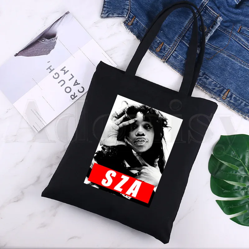 

SZA CTRL Art Music Black Canvas Print Shopping Bags Girls Fashion Life Casual Pacakge Hand Bag