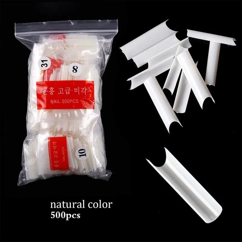 

500pcs Fake Nails Extra Long Curved Straight Length Nail Tips Transparent Natural White Nail Art False Nails