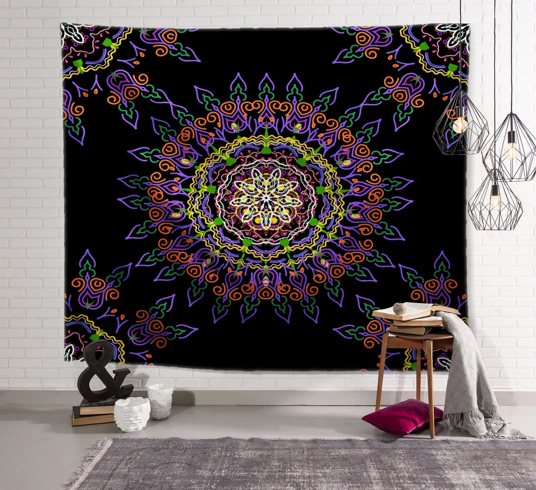 От гобелен настенный Мандала Цветок покрывало Красочные стены ковер розовый